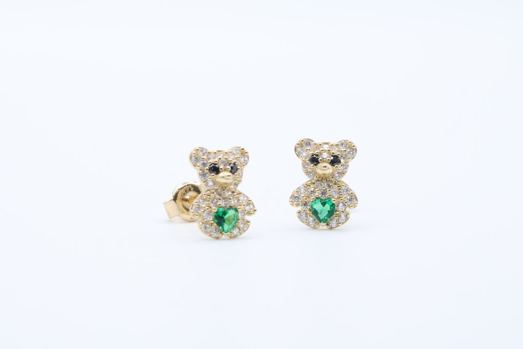 Aretes Ositos 14kt Verdes Size 11mm 8mm Weight 1.55g