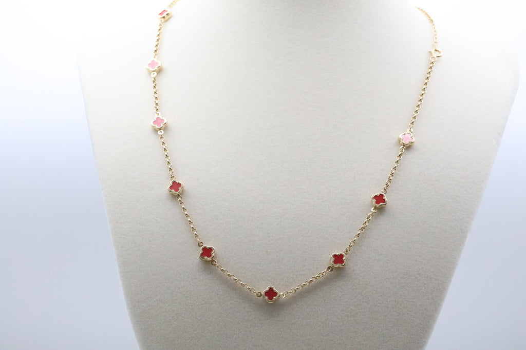 14kt Red Flower Chain Size 18" Weight 7.1g