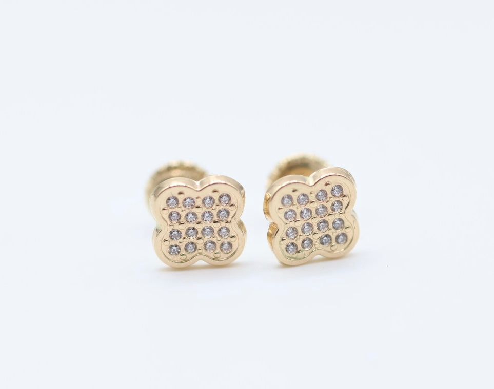Aretes Flor 14kt zirconia Size 5mm