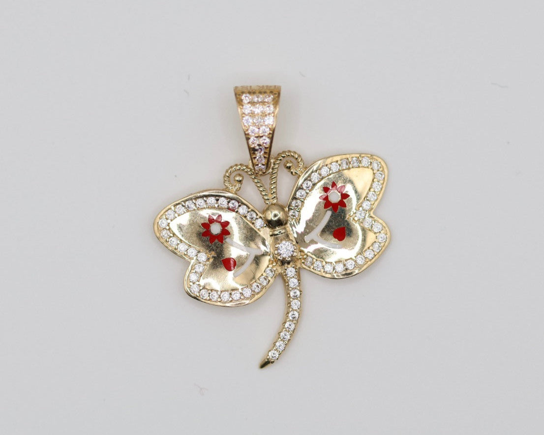 Dijes Libélula 14kt zirconia Size 22mm Weight 3.4g