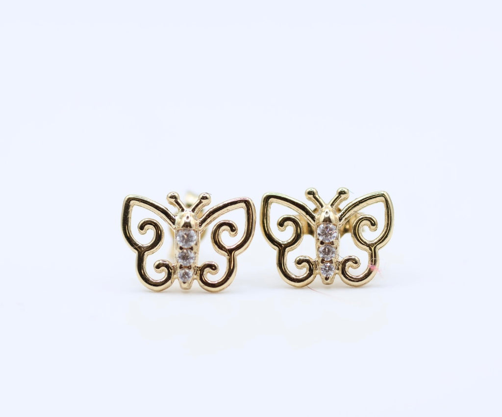 Aretes Mariposa 14kt Size 9mm