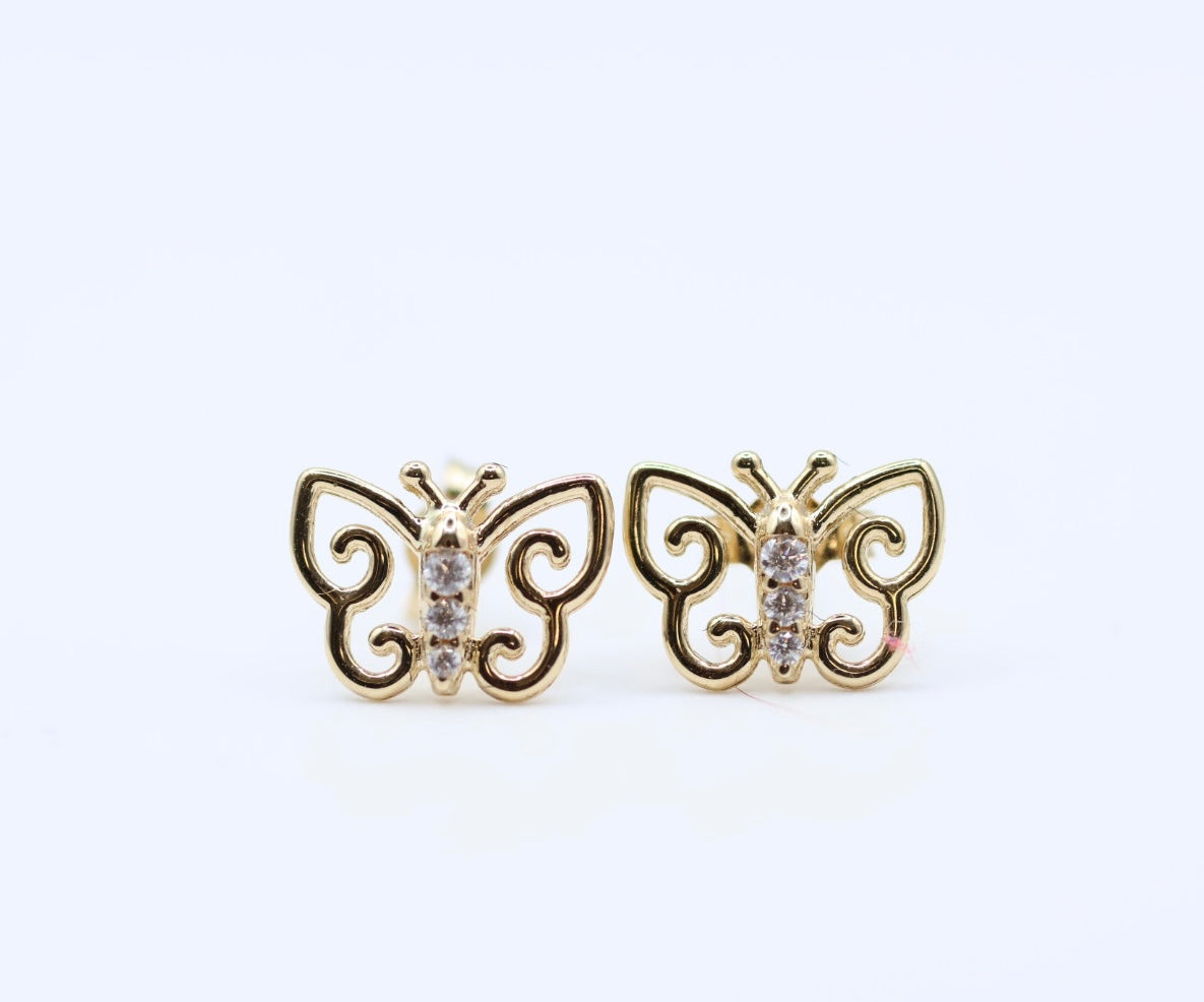 Aretes Mariposa 14kt Size 9mm