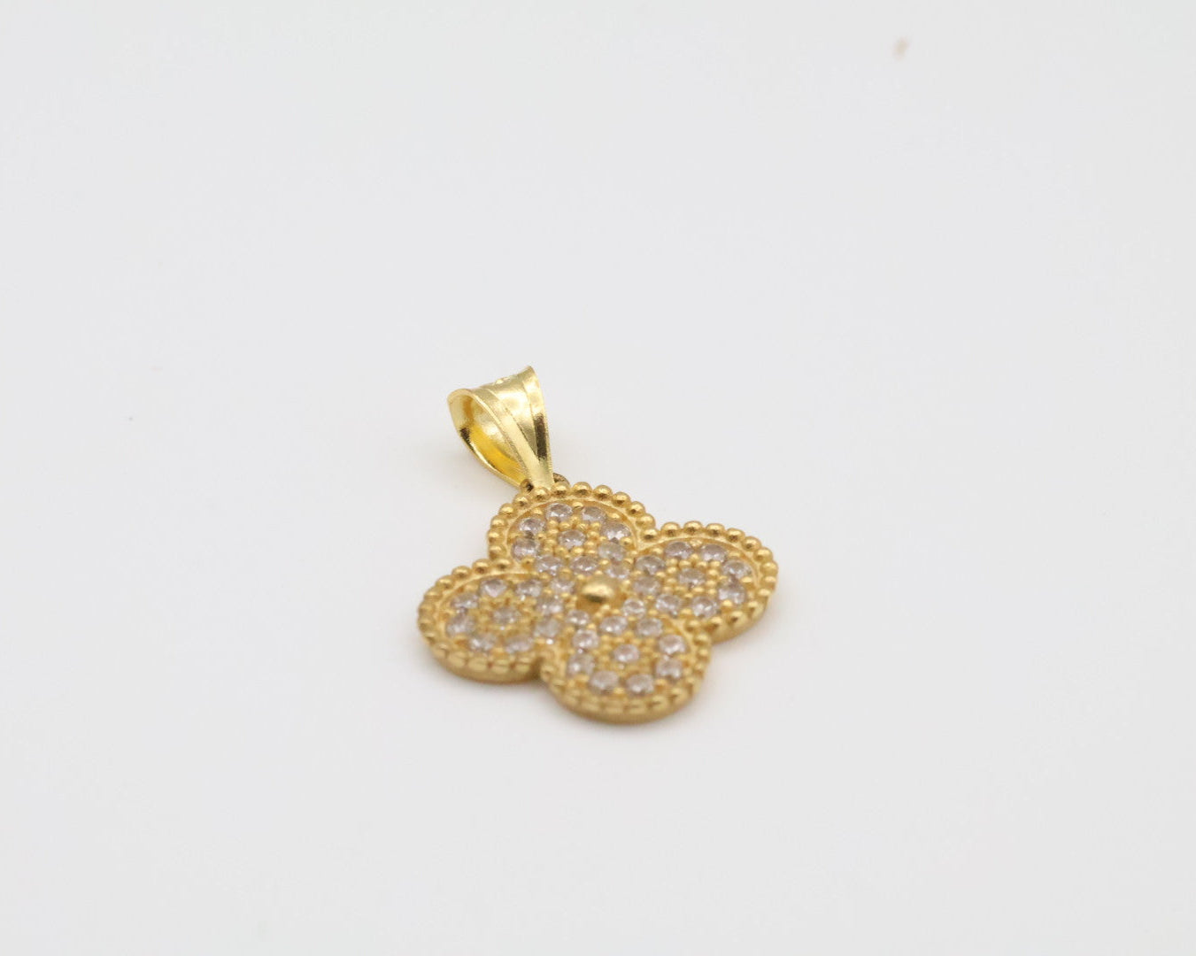 Flower Charms 14kt zirconia Size 14mm Weight 1.4g