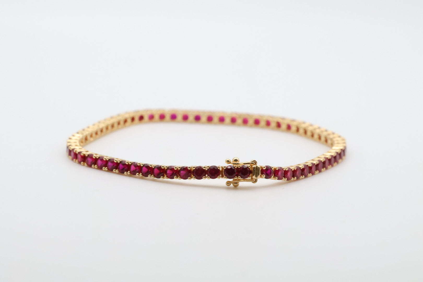 Tennis Bracelet 9.20ct 14kt Lab Created Ruby Size 7.5 inch 3mm