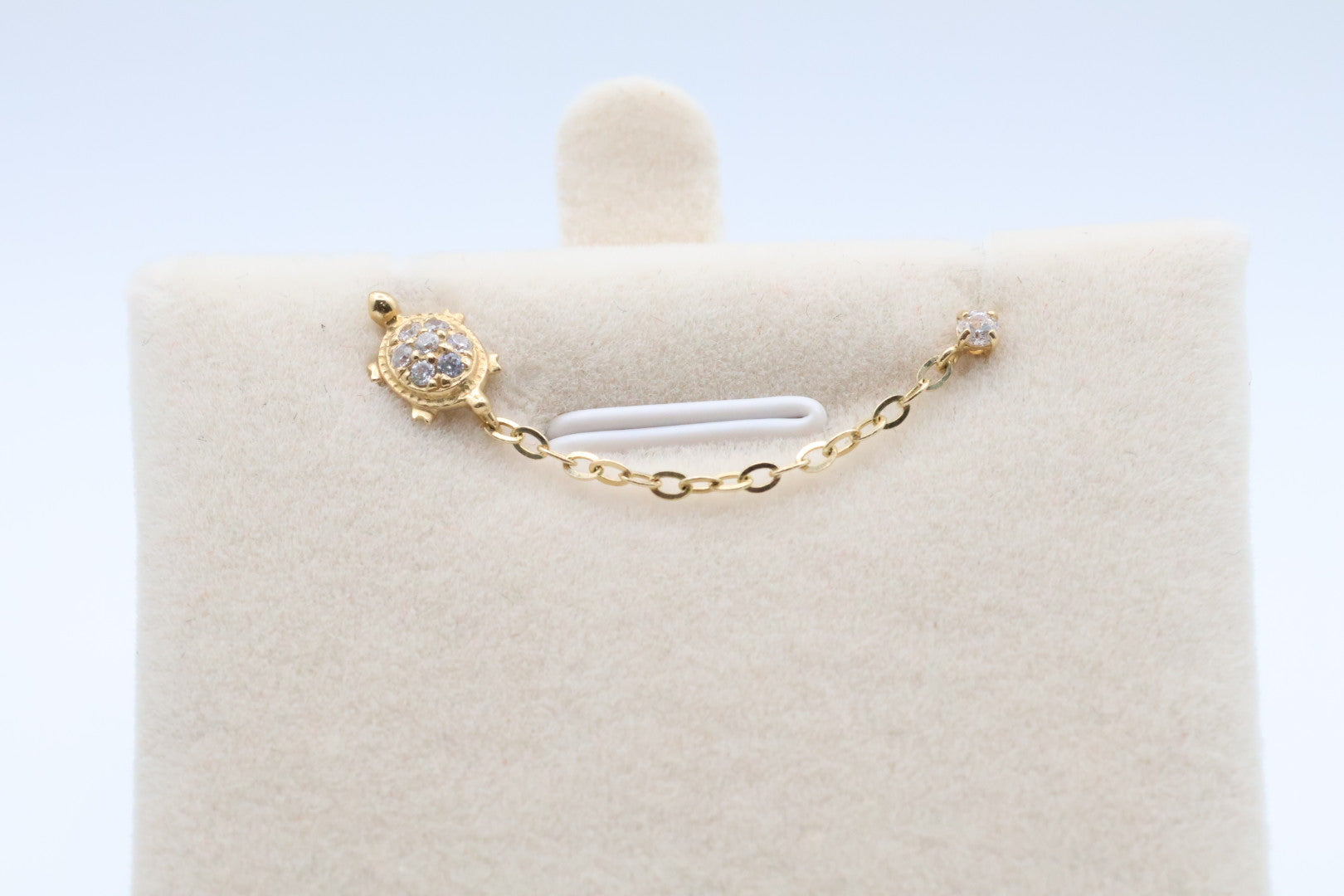 Aretes Tortuga Con Cadenita 14kt zirconia