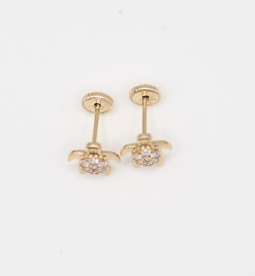 Aretes Tortuga 14kt zirconia