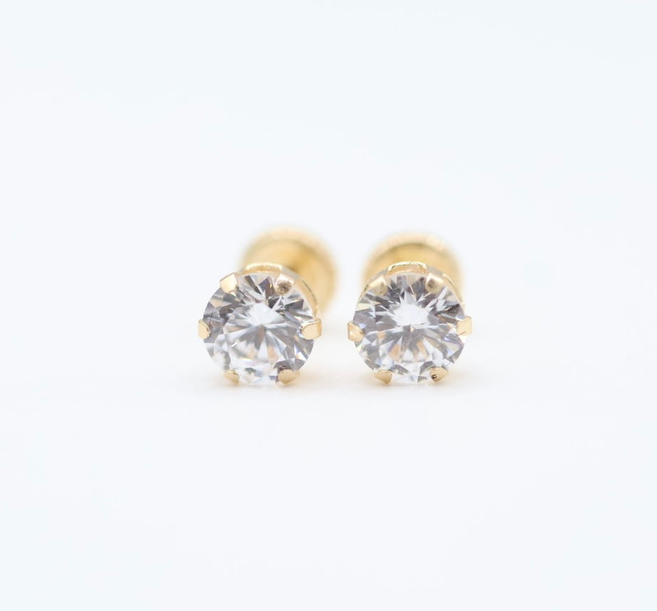Aretes 14kt zirconia Size 5mm