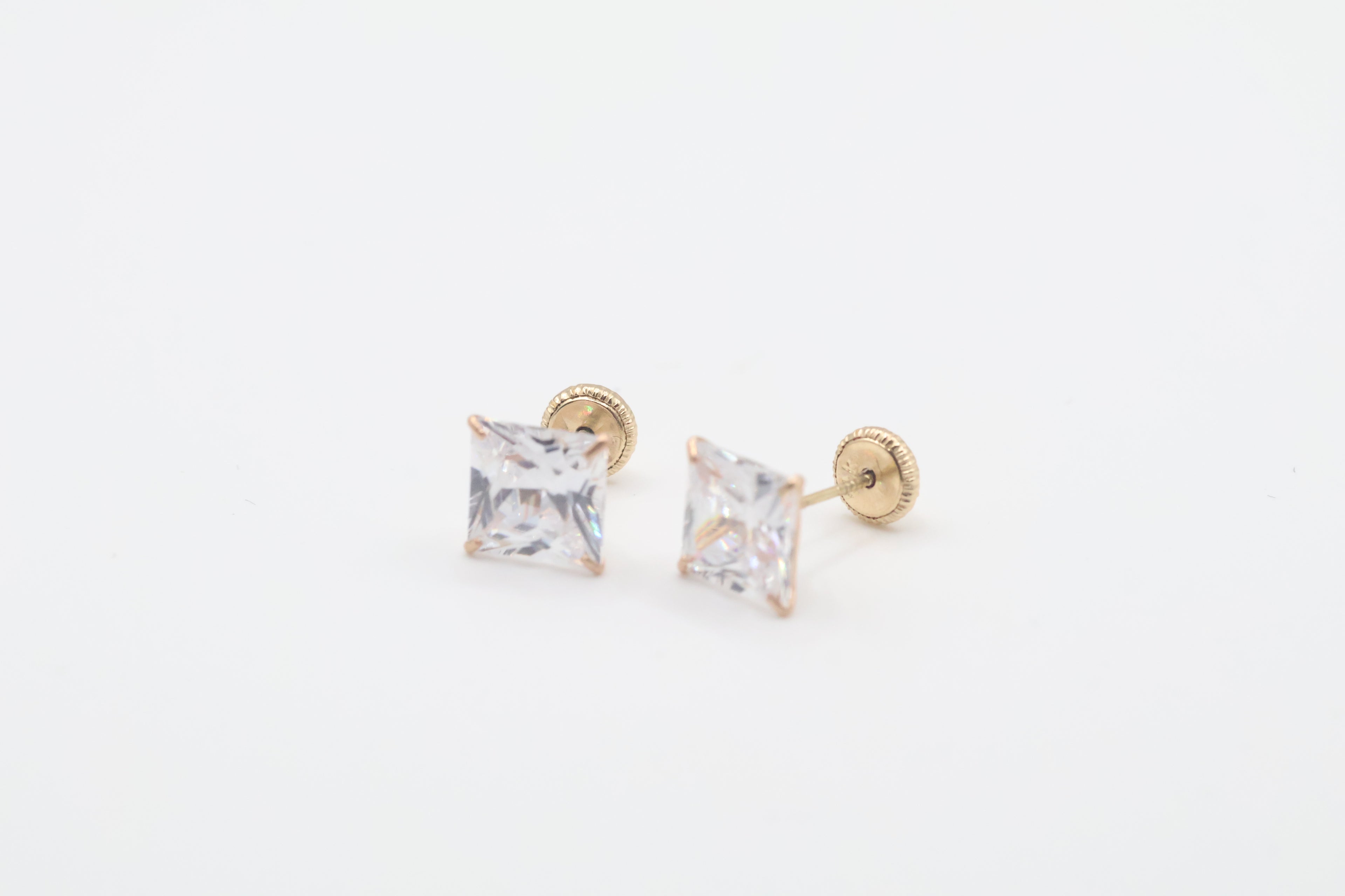 Aretes Cuadrado 14kt zirconia