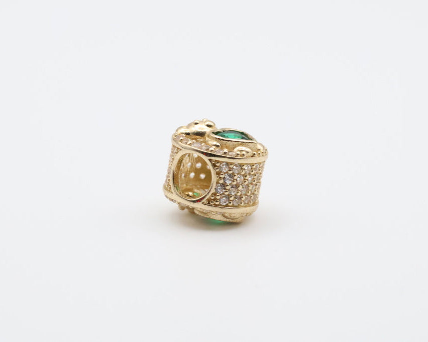 Dijes Osito 14kt zirconia, Blanco y Verde Weight 2.5g