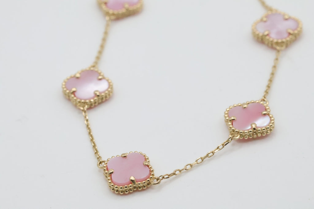 Manillas 5 Flores 14kt Rosadas Weight 3.7g