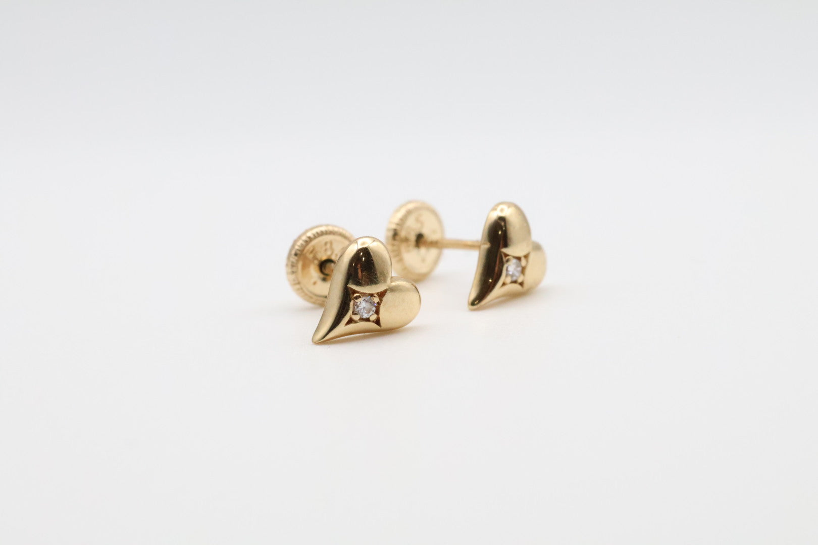 Aretes Corazones 14kt 1 zirconia Size 7mm
