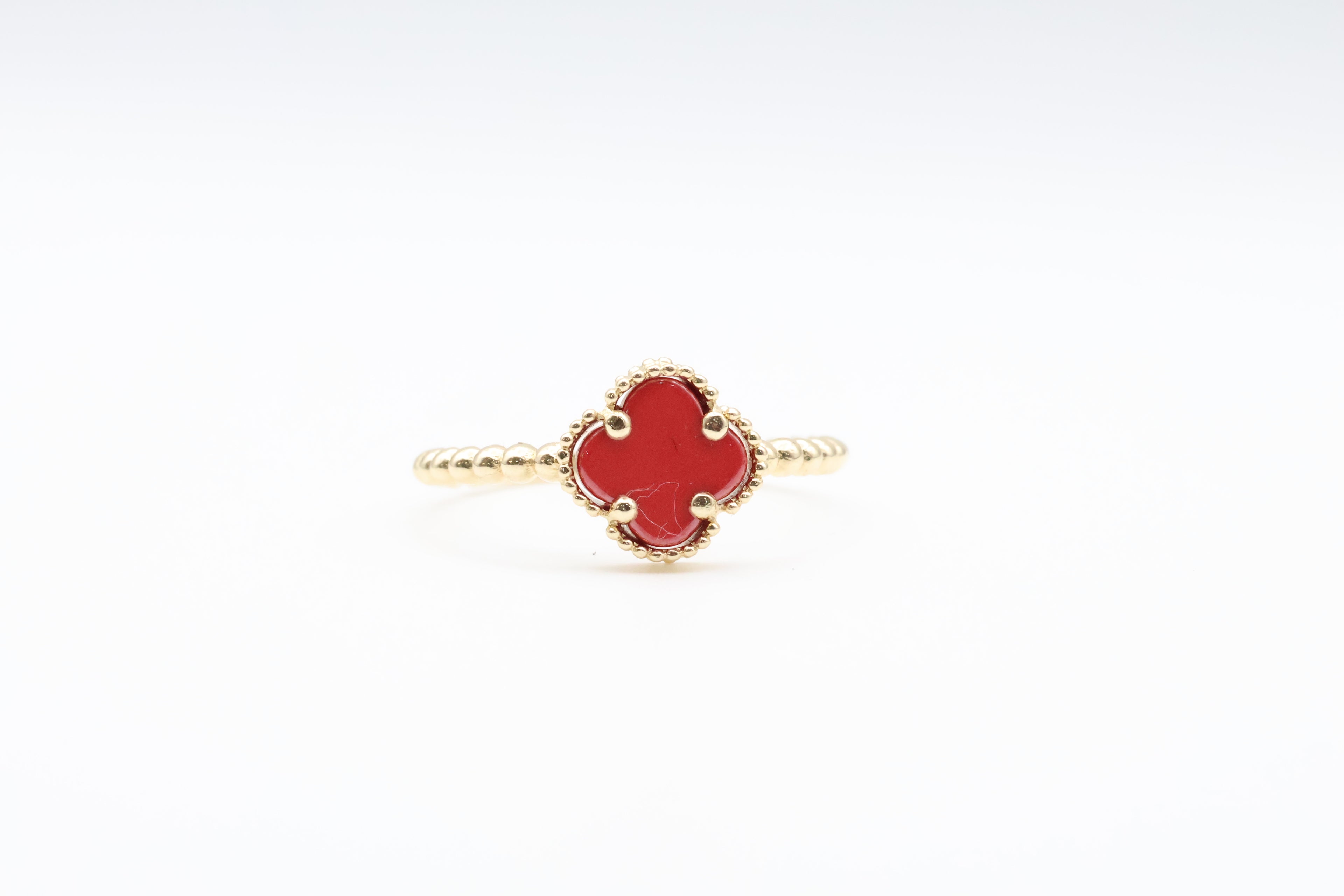 Anillo de Mujer Flor Roja 14kt Weight 1.8g