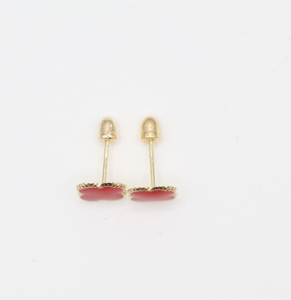 Aretes Flor Roja 14kt Size 6mm