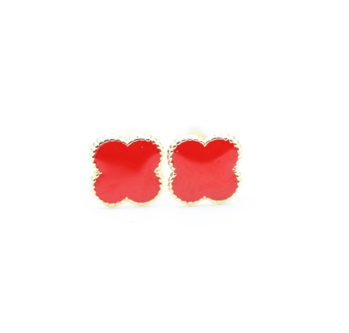 Aretes Flor Roja 14kt Size 6mm