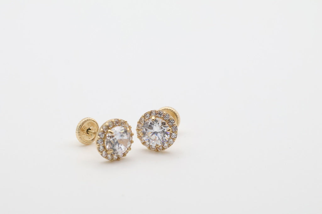 Aretes 14kt zirconia Size 7mm