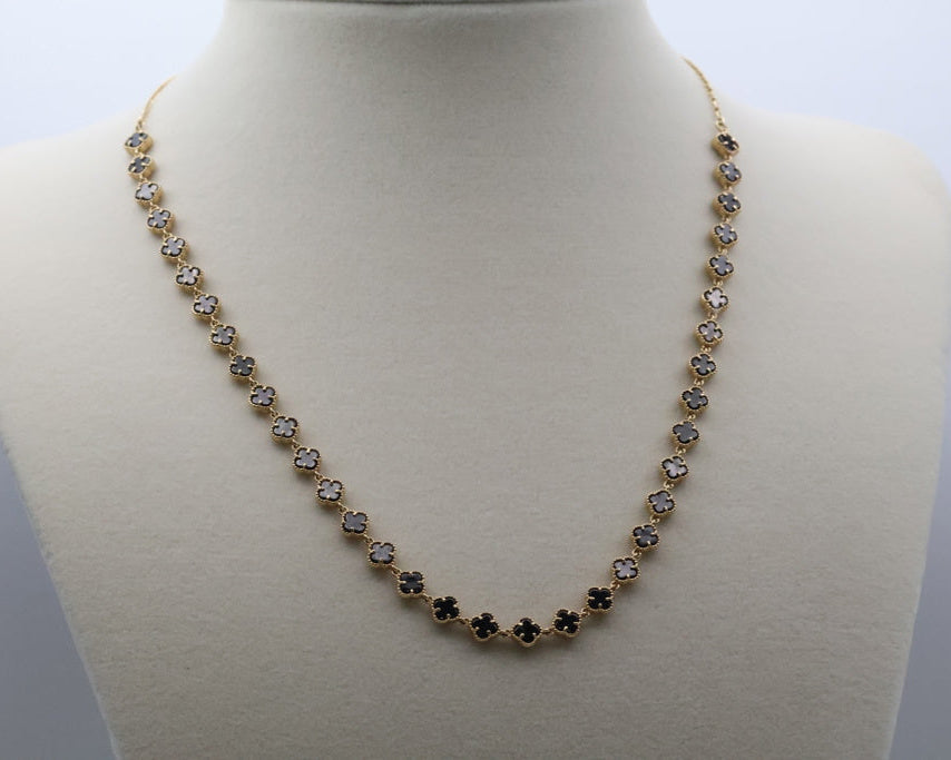 Cadena Flores Negras 14kt Negra Size 16" Weight 10.9g