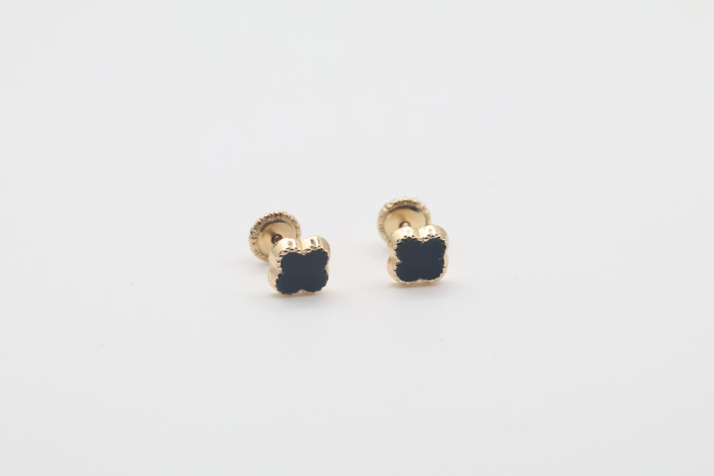 Aretes flor 14kt Negra