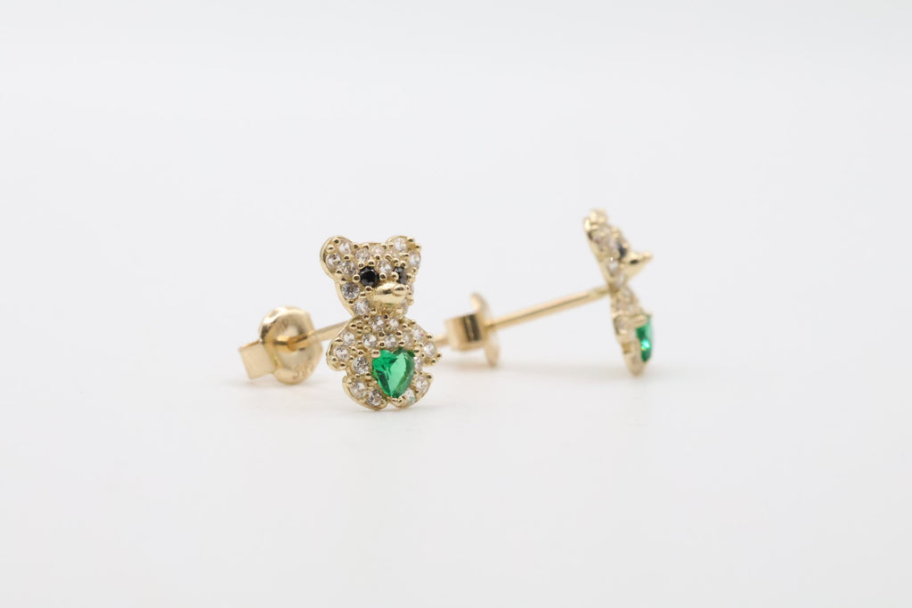 Aretes Ositos 14kt Verdes Size 11mm 8mm Weight 1.55g